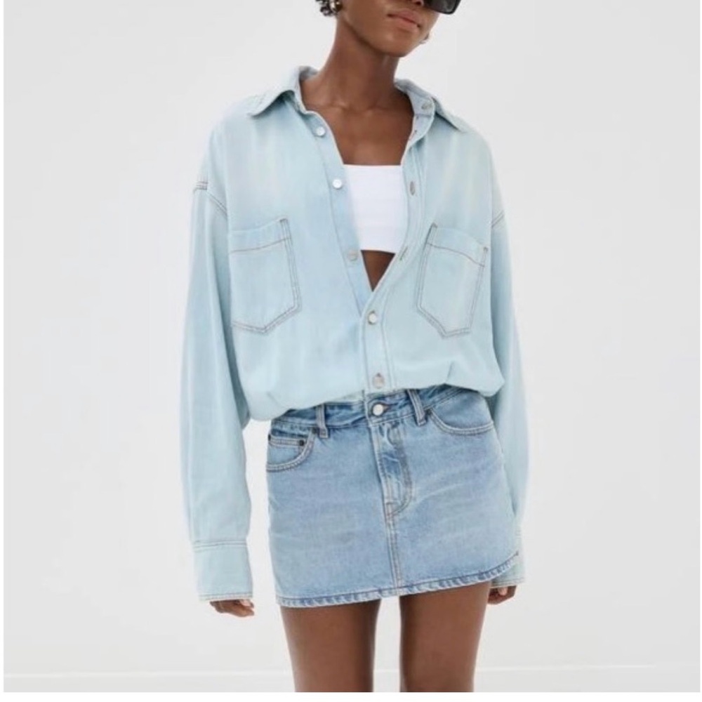 Haikure Light Blue Denim Shirt Dress